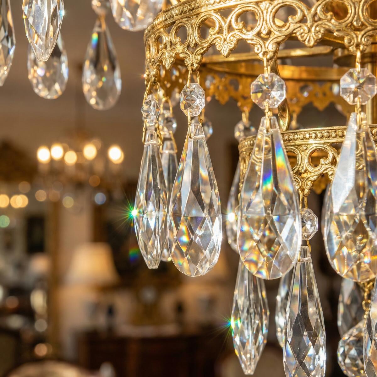 Crystal chandelier detail closeup
